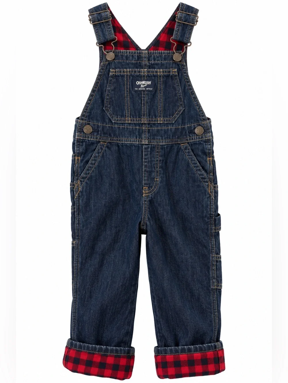 2 t boy OshKosh Buffalo Check Overalls EUC